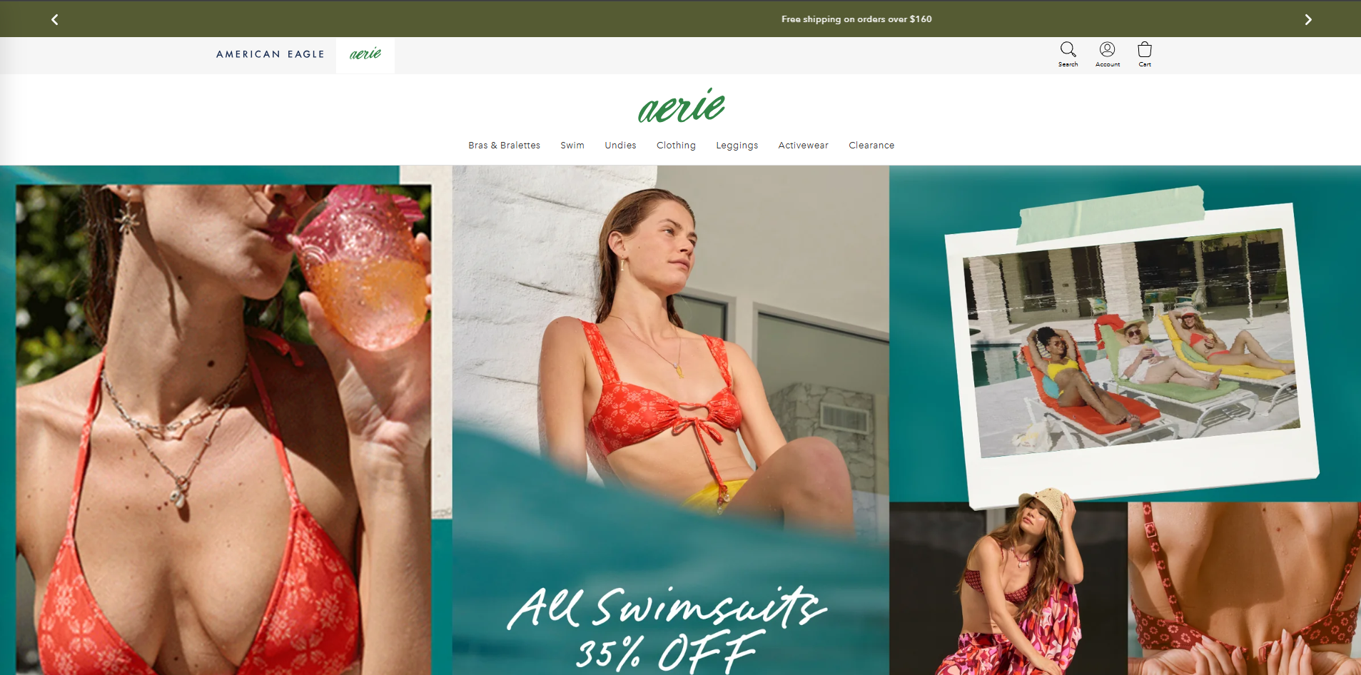 Aerie swim landing page, part of the range the gift-with-purchase threshold applies to